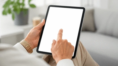 User submitting online form on tablet