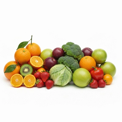 Image of balanced diet with fruits and vegetables
