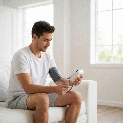 User monitoring blood pressure at home