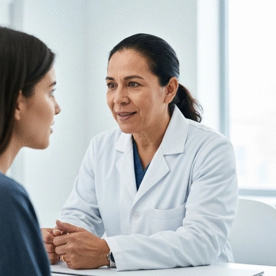 Image of a healthcare professional consulting a patient