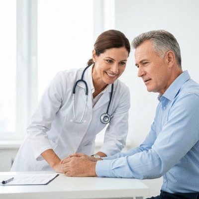 Person consulting a doctor about back pain